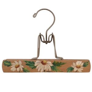 1960 WOOD GARMENT HANGER VTG MCM Daisy Boho Hippie Flower Skirt Baby Hand paint